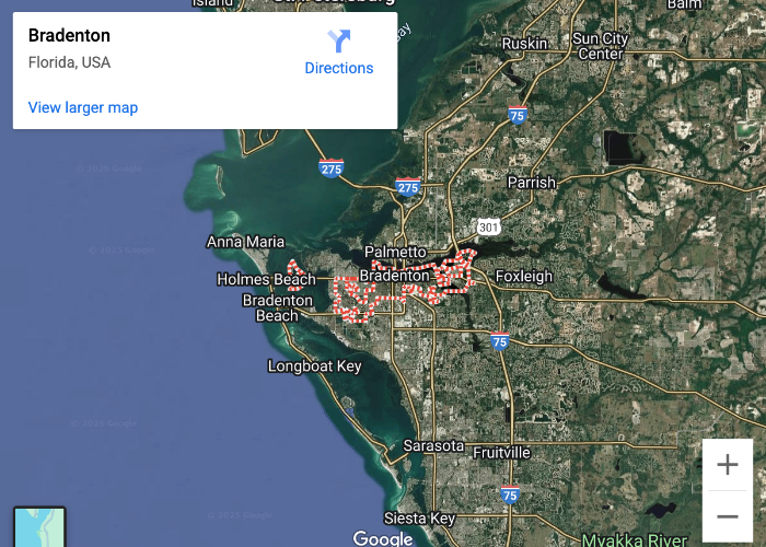 Bradenton pool service area map for nearby Florida communities
